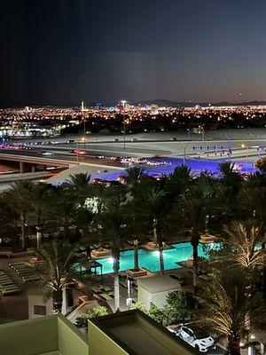 View of pool with LV strip in the background from room #6001