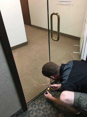 Hardware upgrade to a commercial door