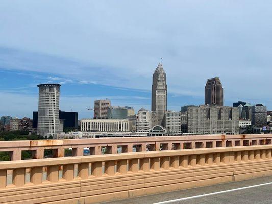 View from the bus on the bridge