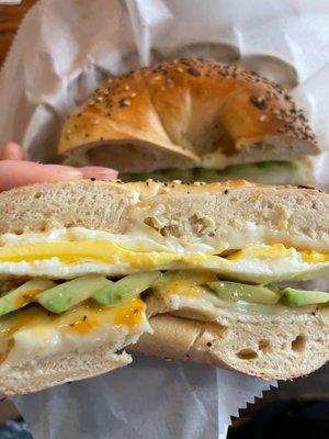 Bagel, Egg, and Cheese with Avocado