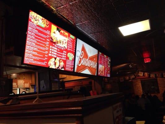 The light board above the counter.