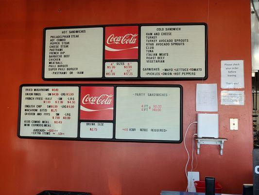 Menu w/Current Prices Sept 2024