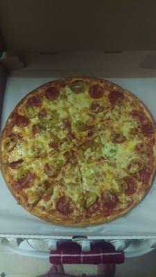 Large pepperoni and banana pepper