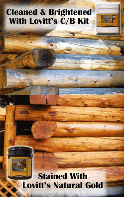 Use Lovitt's Cleaner & Brightener Kit to restore your log home or cedar siding to new condition.