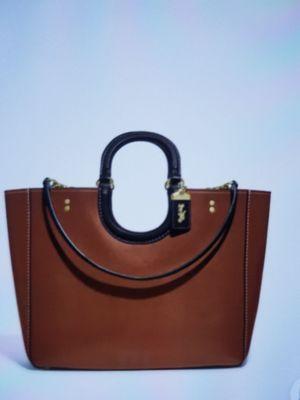 Rae Tote in Colorblock - Saddle color