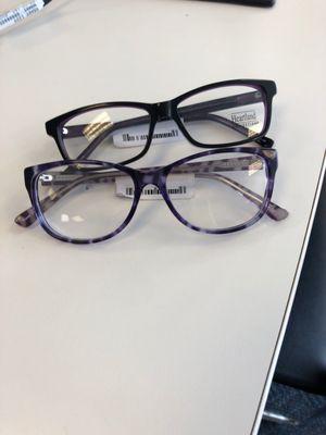 Glasses I chose.  Both purple.  The brown tortoise shell was $50 more.