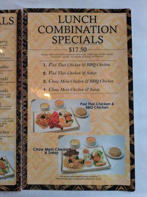 Lunch Combination Specials at $17.50 Per Person