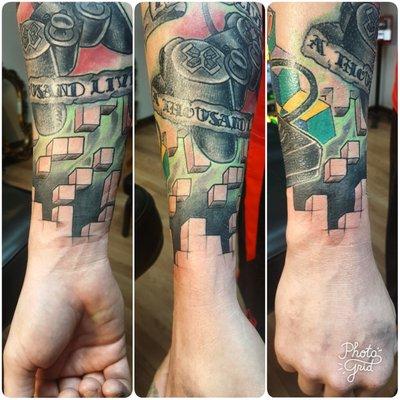 In progress gamer sleeve. original art work by Chris "Heritech" Martinez