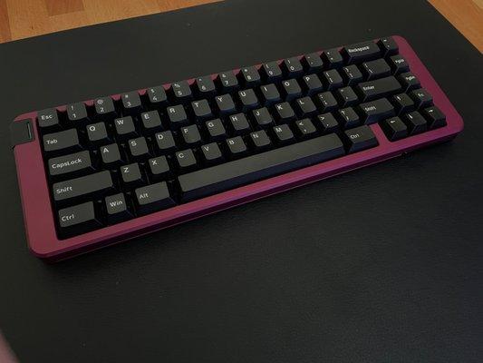 Black Cherry Cerakote Space65 Cyber Voyager. NovelKeys White on Black PBT keycaps.