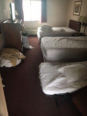 ...So we gave up trying to get our original price, headed to our room, and the room hadn't been cleaned, it was disgusting...