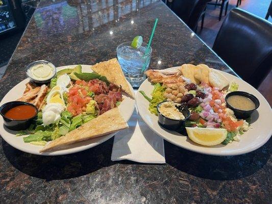 Cobb Salad (left) Mediterranean Salad (right)