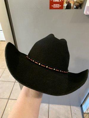 Cowboy hat restored to new.