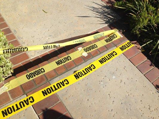 After: walkway (Caution tape was placed by Juan but I added extra caution tape just in case)