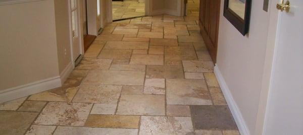 AFTER: Clean Travertine tile.