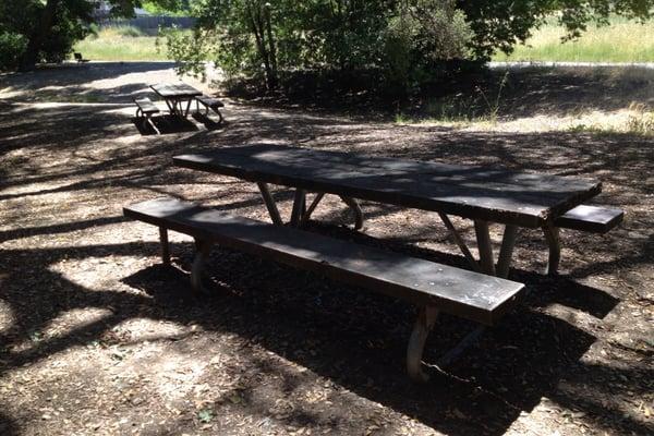 Picnic tables just a few minutes down the path