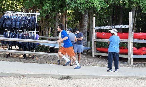 Service with enthusiasm and a sense of fun -- staff running to get paddles for customers renting a kayak!