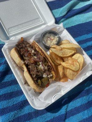 Philly steak & house chips