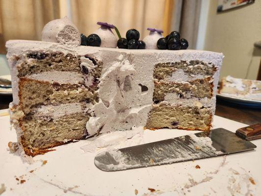 Lemon Lavender Blueberry Chiffon Cake - cross section