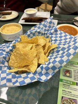 Chips and Queso with Green Chile