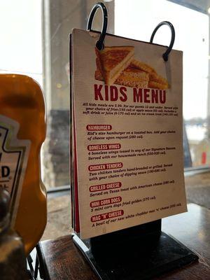 Kids menu