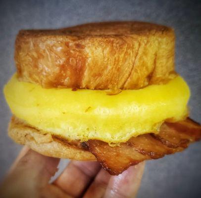 Honey Caramel Bacon Smoked Guoda Croissant Sandwich