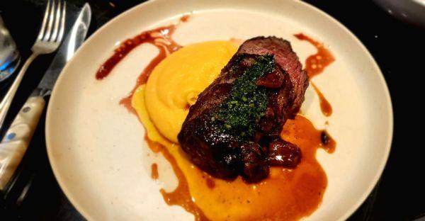 Bison tenderloin with polenta