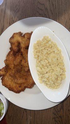 Kinder schnitzel with spätzel  7/10