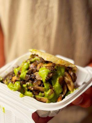 Wild mushroom arepa