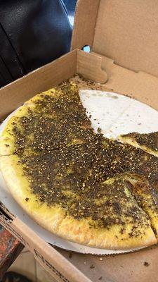 Zaatar bread served with lebni yogurt so tasty