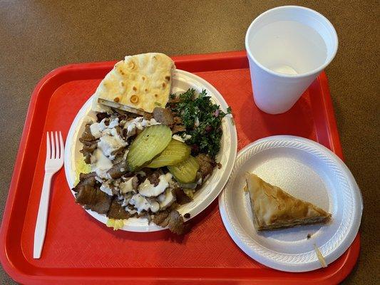 Gyros Platter and Baklava