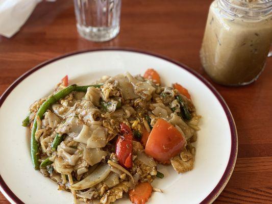 Drunken Noodles and Thai Thai Ice Coffee