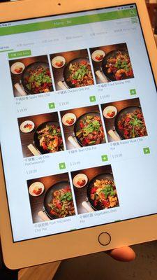 Tablet menu