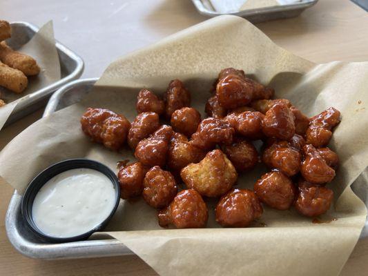 Honey BBQ Califlower bites with ranch