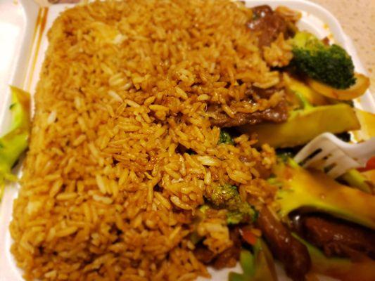 Beef & Broccoli with fried rice combo