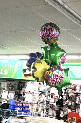 $9 Birthday balloon bouquet (on of them anyway. Pre-made for your convenience for a "grab and go" experience