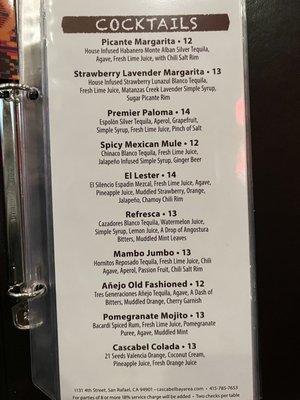 Cocktail Menu