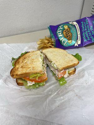 Tuna sandwich on sourdough bread