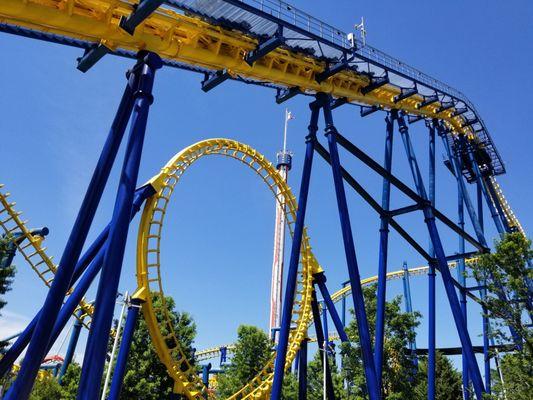 The lift hill and single loop of the NightHawk.