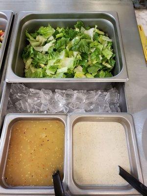 Romaine salad with choice of 2 different dressings