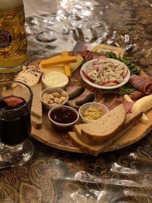 Meat and cheese board (appetizer) Bayrisches Holzbrett