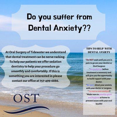 Do you suffer from dental anxiety? Give us a call 757-499-6886