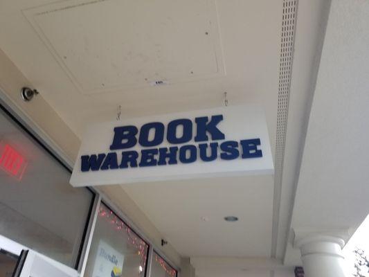 Outside sign of Book Warehouse