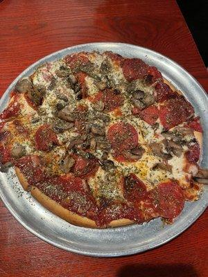 Pepperoni and mushroom