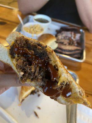 Grilled cheese brisket sandwich