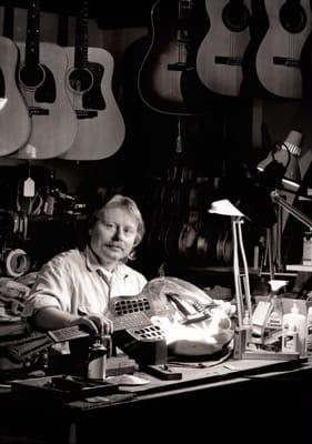 Chris Jensen at his repair bench