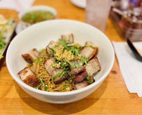 Dried Style Noodle with Roast Pork and Combo Thin Noodle and Egg noodle $17.50