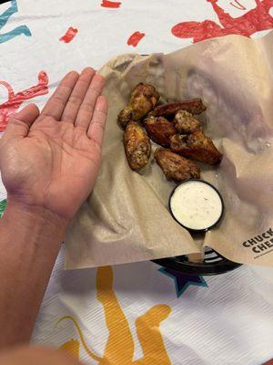 Small order of lemon pepper wings. They were pretty good but took more than 30 minutes and cost $20+. Don't be dumb like me.