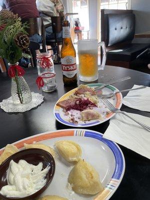 Delicious Polish beer and pierogis.