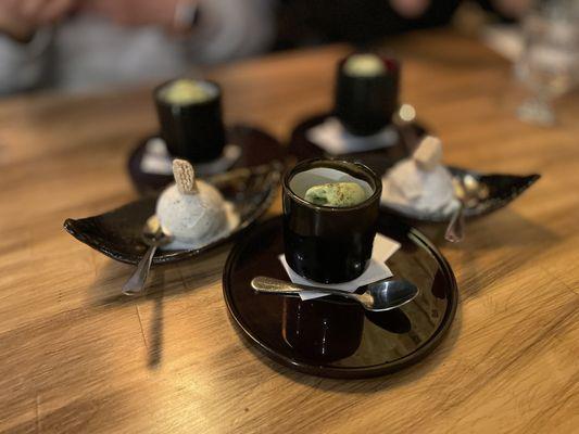 Green Tea Sesame Pudding
 OR
 Ice Cream w/ Senbei