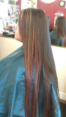 Red and blonde highlights